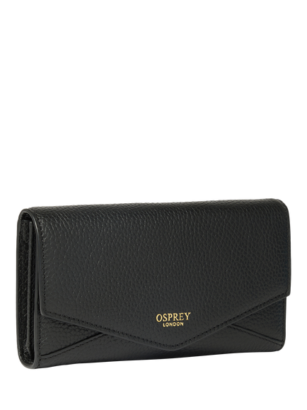OSPREY LONDON Core Medium Leather Zip Matinee Purse - view 2, Black