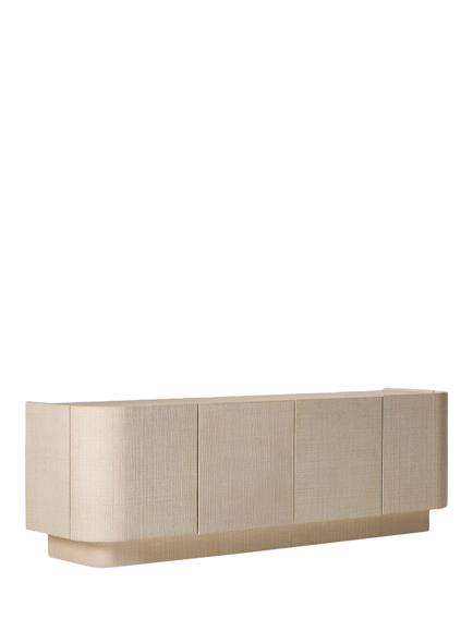 West Elm Solstice Painted Raffia Media Console, Whitewash, Whitewash