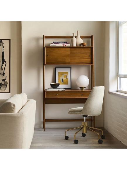 West Elm Mid-Century Modern Wall Desk, Acorn - view 2, Acorn