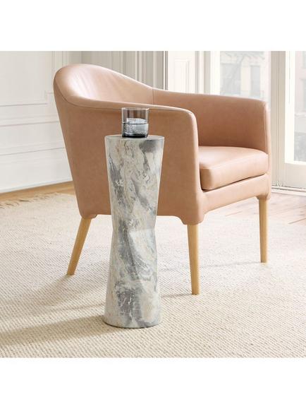 West Elm Gideon Drink Table, Beige - view 2, Concrete Beige