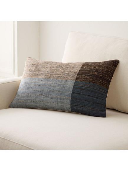 West Elm Silk Half Block Cushion Cover, Indigo - view 2, Indigo