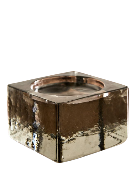 West Elm Ermine Cast Glass Pillar Candle Holder, Small, Clear