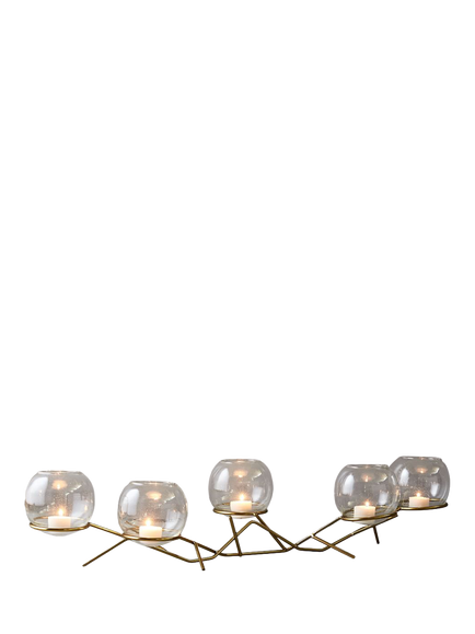 West Elm Brass & Glass Globe Centrepiece, Clear/Gold, Clear