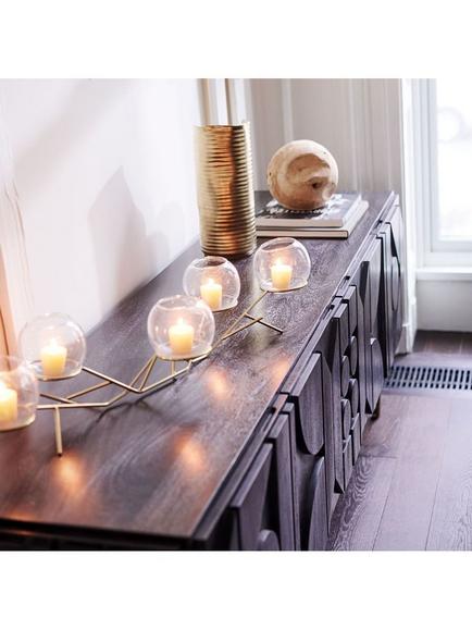West Elm Brass & Glass Globe Centrepiece, Clear/Gold - view 2, Clear