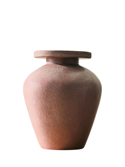 West Elm Orla Ceramic Urn Vase, H24cm, Dark Brown, Dark Brown