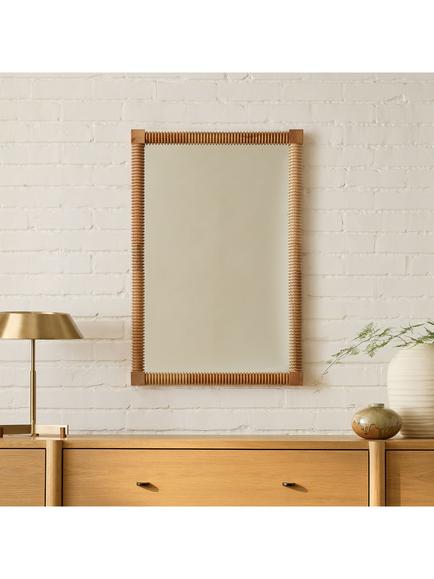 West Elm Peyton Ash Wood Rectangular Wall Mirror, 91 x 61cm, Natural - view 2, Light Ashwood