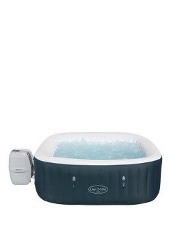 Lay‑Z‑Spa Ibiza AirJet Inflatable Square Smart Hot Tub with Cover, 6 Person, Blue