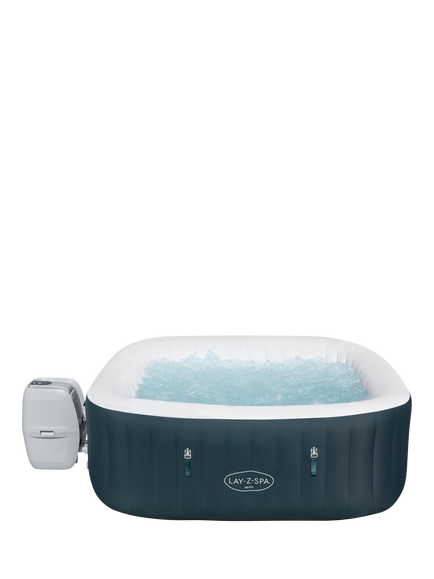 Lay‑Z‑Spa Ibiza AirJet Inflatable Square Hot Tub with Cover, 6 Person, Blue