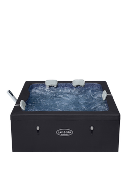 Lay‑Z‑Spa Stockholm AirJet Square Hot Tub with Cover, 6 Person, Black