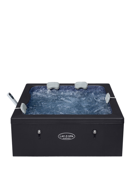 Lay‑Z‑Spa Stockholm AirJet Square Hot Tub with Cover, 6 Person, Black