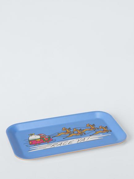 John Lewis Scotty Gillespie Reindeer Race Ya! Wood Tray, Blue, Blue