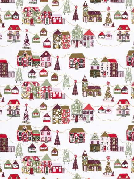 John Lewis Christmas Village Oilcloth Tablecloth Fabric, Multi - view 2, Multi