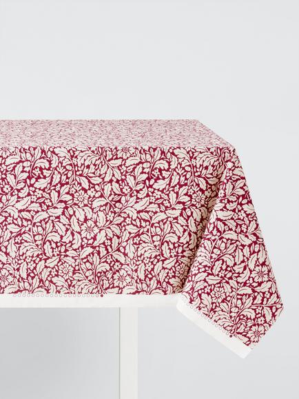 John Lewis Heritage Floral Oilcloth Tablecloth Fabric, Merlot Red, Merlot Red