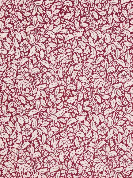 John Lewis Heritage Floral Oilcloth Tablecloth Fabric, Merlot Red - view 2, Merlot Red