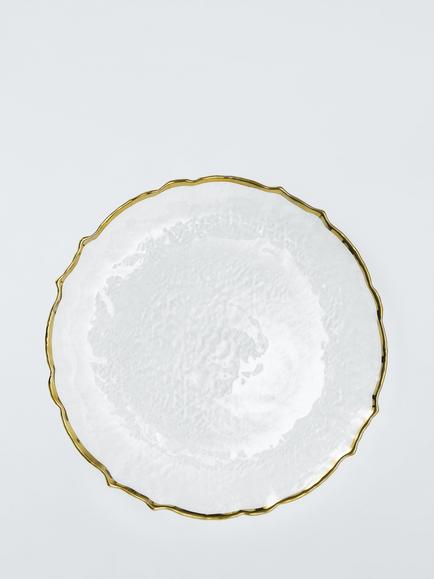 John Lewis Scallop Edge Glass Charger Plate, 34cm, Gold, Gold