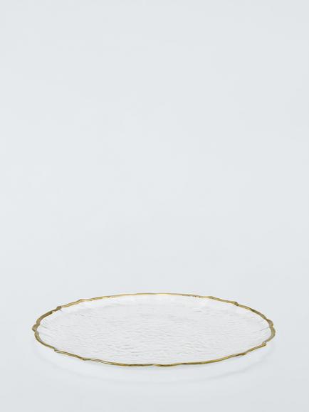 John Lewis Scallop Edge Glass Charger Plate, 34cm, Gold - view 2, Gold