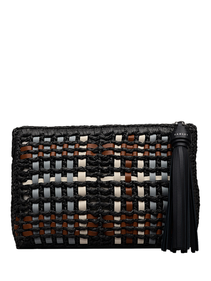 Radley The Camden Raffia Zip Pouch, Black, Black