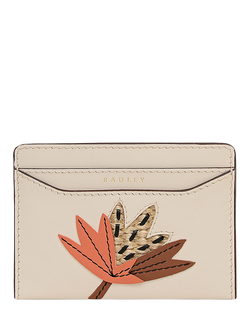 Radley Picton Place Leather and Raffia Card Holder, Salt, Salt