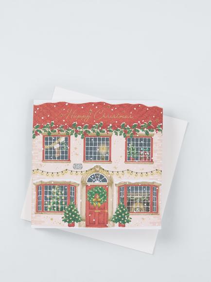 John Lewis 3D Christmas House Foiled Charity Christmas Cards, Pack of 5, Red Holly
