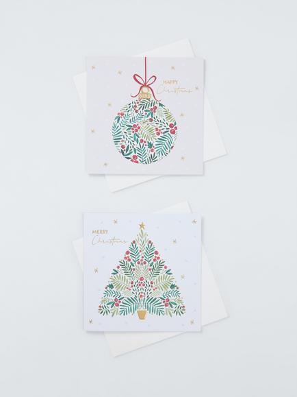 John Lewis Bauble & Christmas Tree Luxury Charity Christmas Cards, Pack of 8, Green