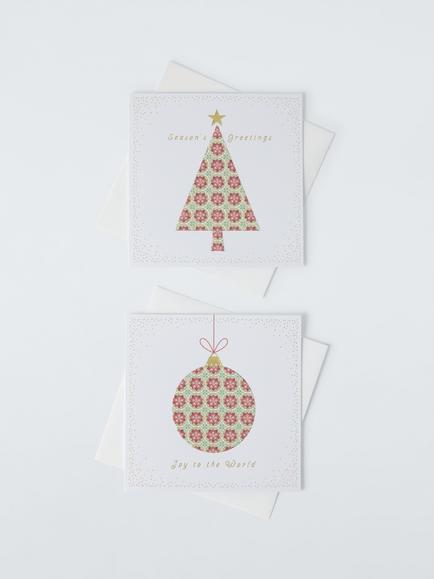 John Lewis Luxe Bauble and Tree Christmas Cards, Pack of 10, Red, Red