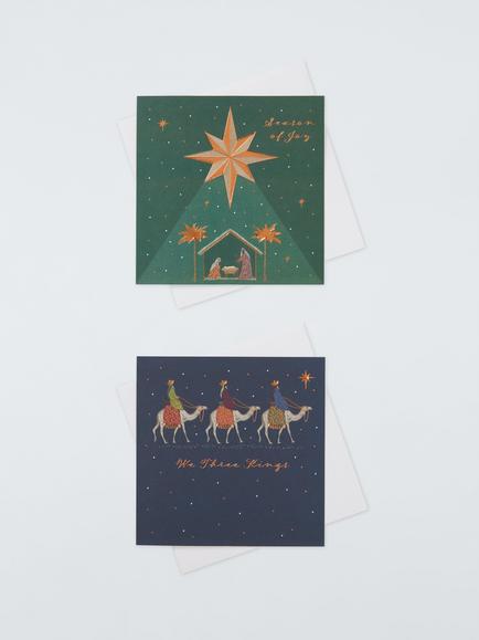 John Lewis Nativity Luxury Charity Christmas Cards, Pack of 8, Navy