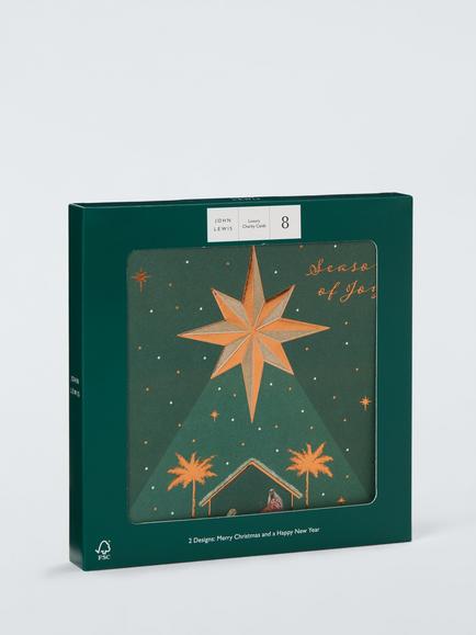 John Lewis Nativity Luxury Charity Christmas Cards, Pack of 8 - view 2, Navy