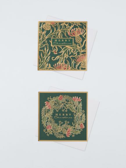 John Lewis Wreath and Floral Luxury Charity Christmas Cards, Pack of 8, Green Wreath