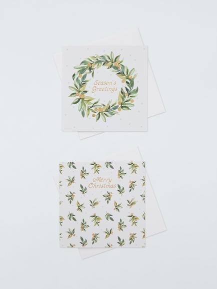 John Lewis Wreath & Foliage Luxury Charity Christmas Cards, Pack of 8, Cream Wreath