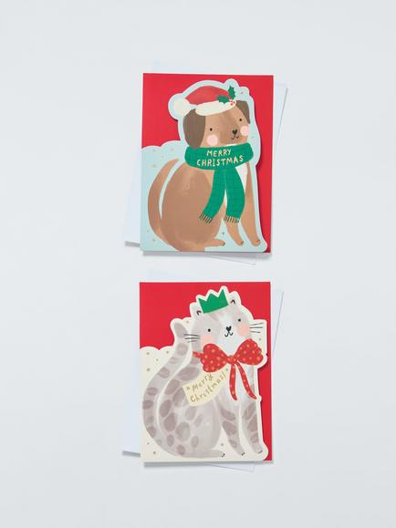 John Lewis Festive Pets Charity Christmas Cards, Pack of 16, Multi Animals