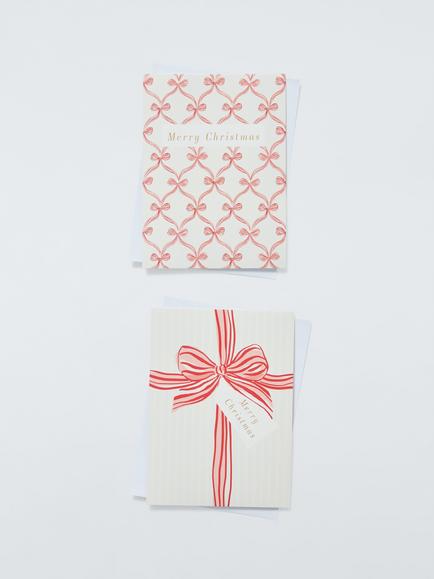 John Lewis Festive Bows Charity Christmas Cards, Pack of 16, Pink Bow