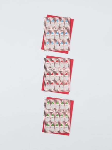 John Lewis Santa Heads Charity Christmas Cards, Pack of 12, Red Stripe