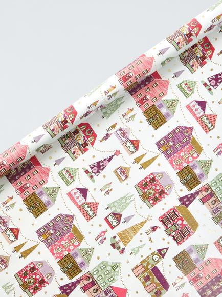 John Lewis The Cherisher Houses Gift Wrap, 4m, Multi, Cream