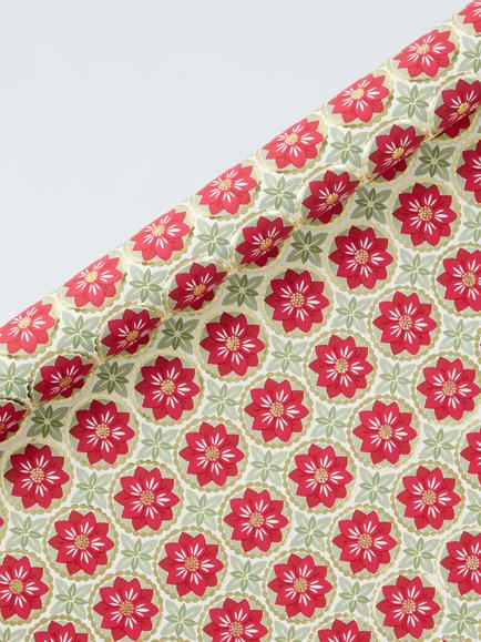 John Lewis The Cherisher Poinsettia Gift Wrap, 4m, Pink, Pink