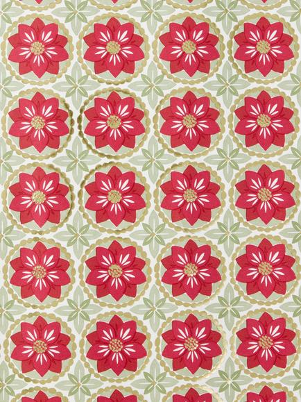 John Lewis The Cherisher Poinsettia Gift Wrap, 4m, Pink - view 2, Pink