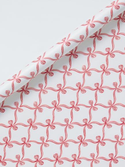 John Lewis Heartland Printed Gift Wrap, 4m, Pink Bow, Pink Bow