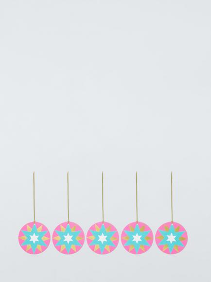 John Lewis Bauble Star Print Gift Tags, Pack of 10, Bright Green - view 2, Bright Green