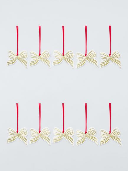 John Lewis Cut-Out Bow Gift Tags, Pack of 10, Pink - view 2, Pink