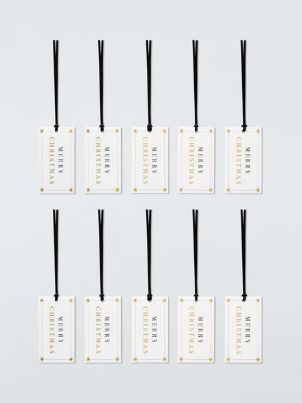 John Lewis The Connoisseur Merry Christmas Diamond Gift Tags, Pack of 10, White - view 2, White