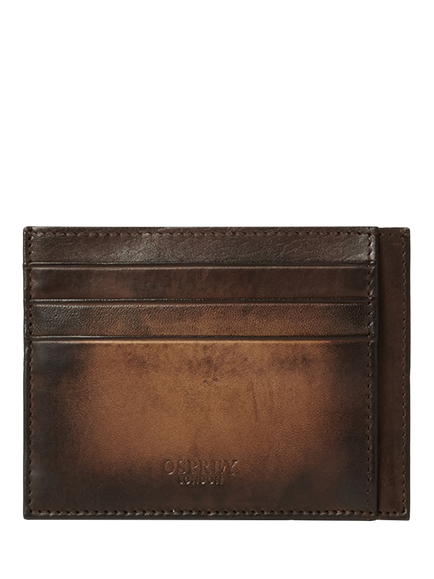 OSPREY LONDON Hand Burnished Leather Cardholder, Cognac, Cognac