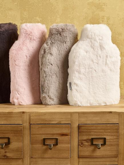 Truly Faux Fur Hot Water Bottle, Cream - view 2, Cream