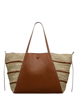 Radley The Delphine Leather and Raffia Tote Bag, Natural, Natural