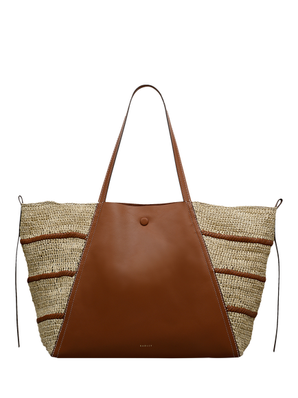 Radley The Delphine Leather and Raffia Tote Bag, Natural, Natural