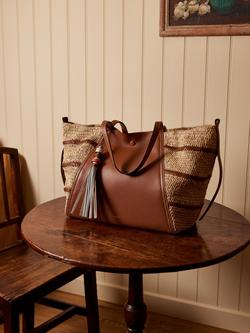 Radley The Delphine Leather and Raffia Tote Bag, Natural - view 2, Natural