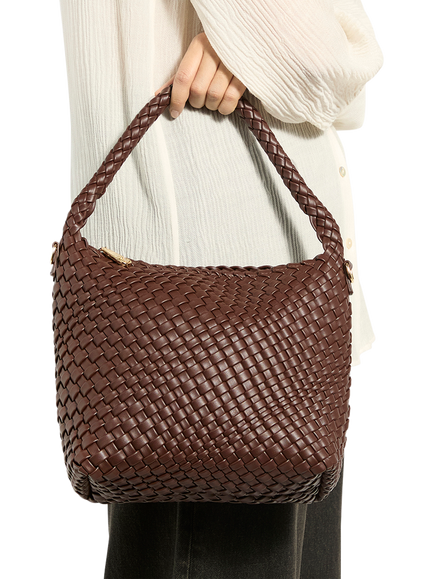 Dune London Deliberate M Woven Slouch Bag, Chocolate - view 2, Chocolate