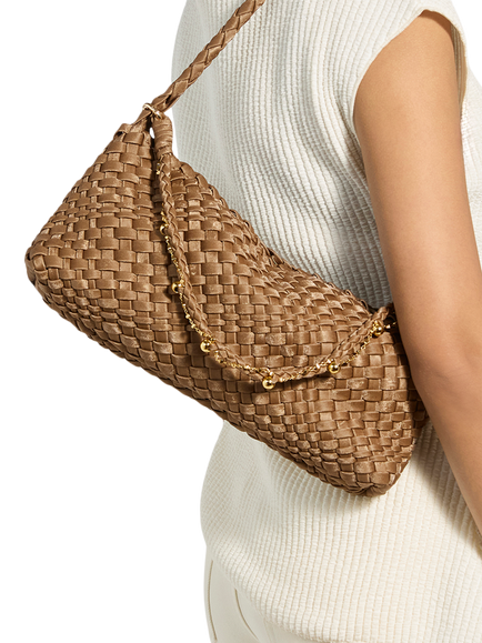 Dune London Deliberating Woven Shoulder Bag, Bronze - view 2, Bronze