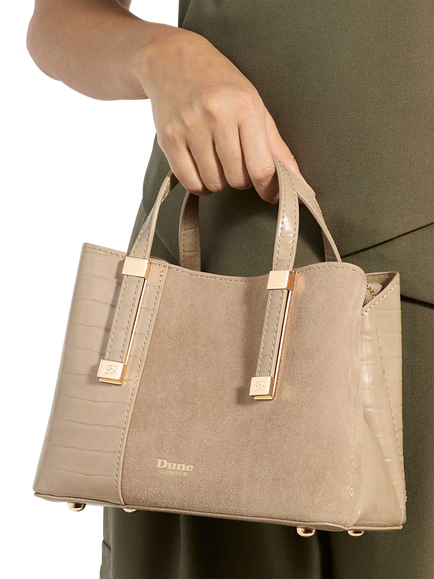 Dune London Dinkydorry Mini Tote Bag - view 2, Grey-croc_synthetic