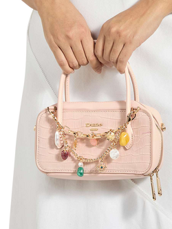 Dune London Song Leather Charm Micro Bag - view 2, Pink