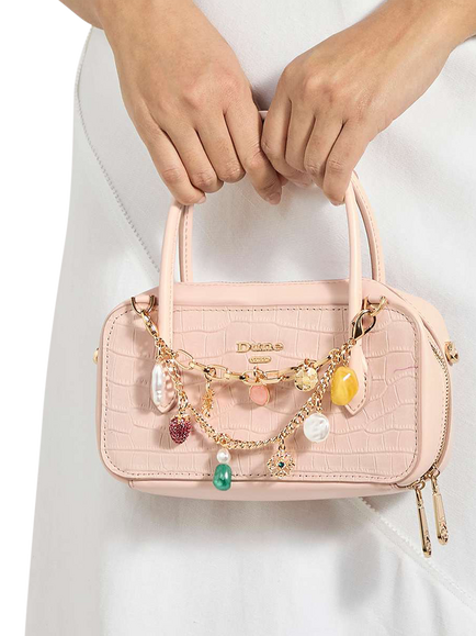 Dune London Song Leather Charm Micro Bag - view 2, Pink