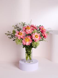 John Lewis Coral Peonies Hand Tied Bouquet, Blue Royal